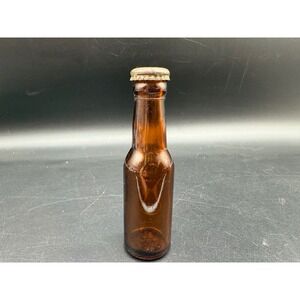 Vintage Mini Amber Glass Salt or Pepper Shaker Bottle with Metal Screw‎ Cap
